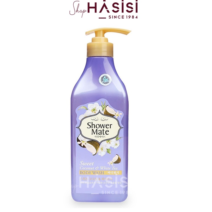 SHOWER MATE - Coconut &amp; White Tea Body Wash 550g (Gel Tắm - Dừa &amp; Hoa Trà Trắng)