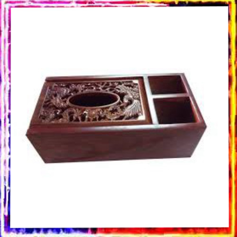 HÀNG CAO CẤP -  Hộp giấy ăn 3 ngăn gỗ hương, đựng giấy bàn ăn chạm long phụng cao cấp  - Hàng Cao Cấp | BigBuy360 - bigbuy360.vn