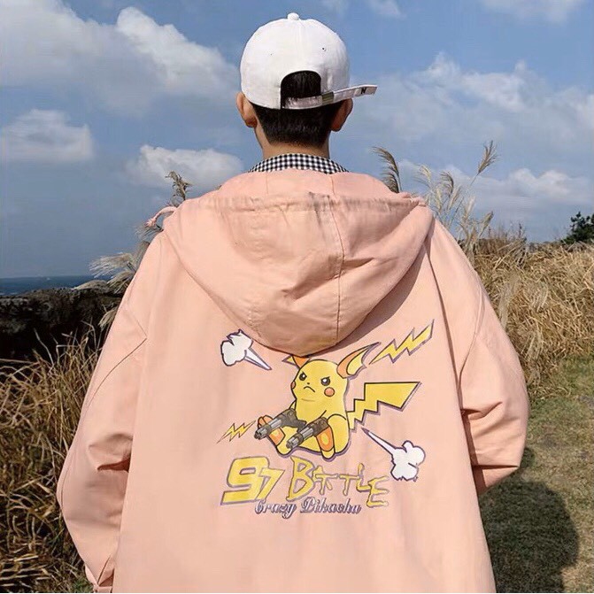[Freeship] ÁO KHOÁC DÙ UNISEX NAM NỮ IN HÌNH PIKACHU THỜI TRANG NOBLE TP27