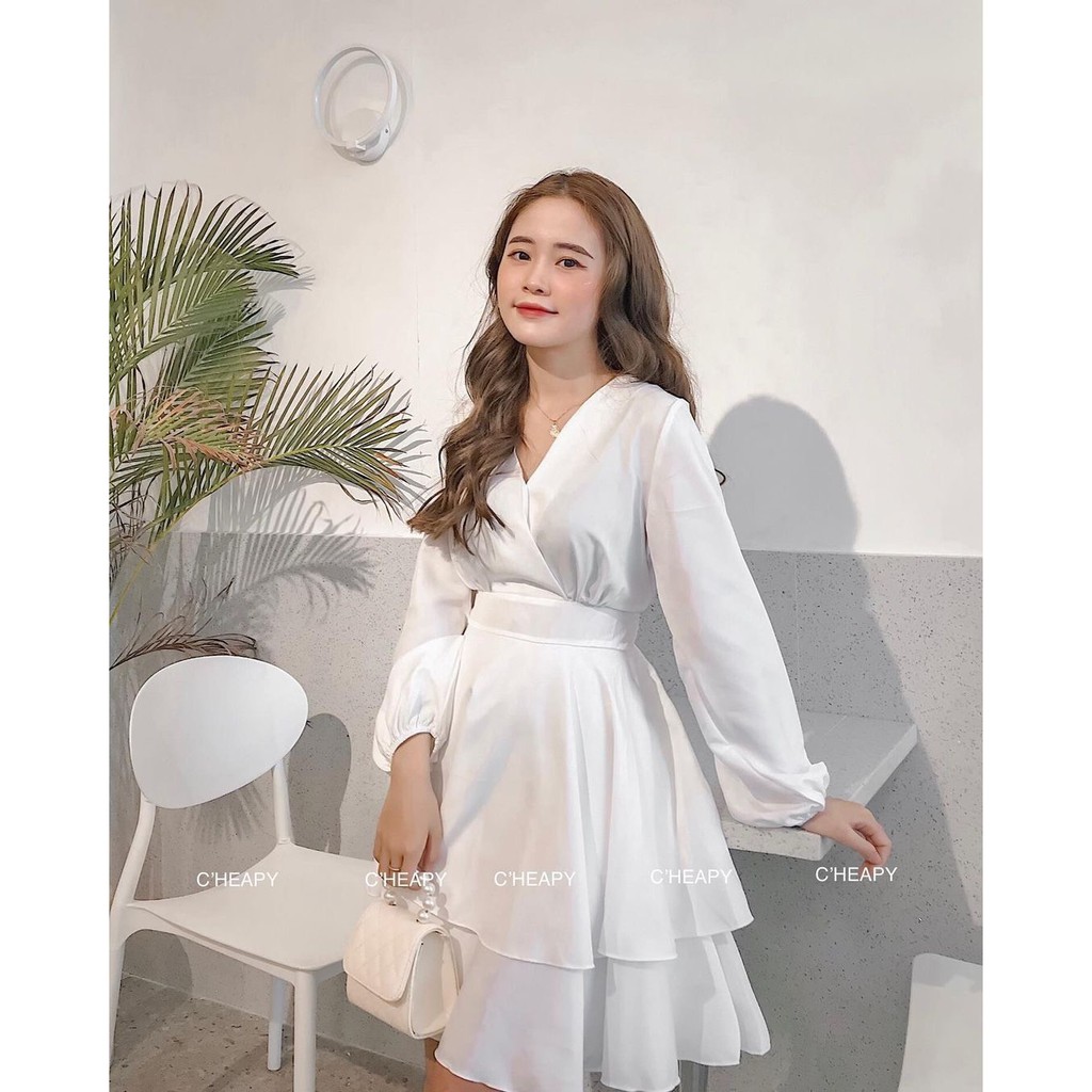VÁY XOÈ 2 TẦNG Dài Tay màu Trắng VÁY XOÈ ĐẸP | BigBuy360 - bigbuy360.vn