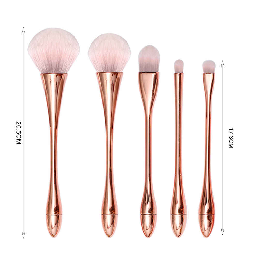 CODseller 5Pcs/Set Waist Brush Electroplating Multifunctional Plastic Soft Hair Small Waist Beauty Makeup Tools for Cosmetic