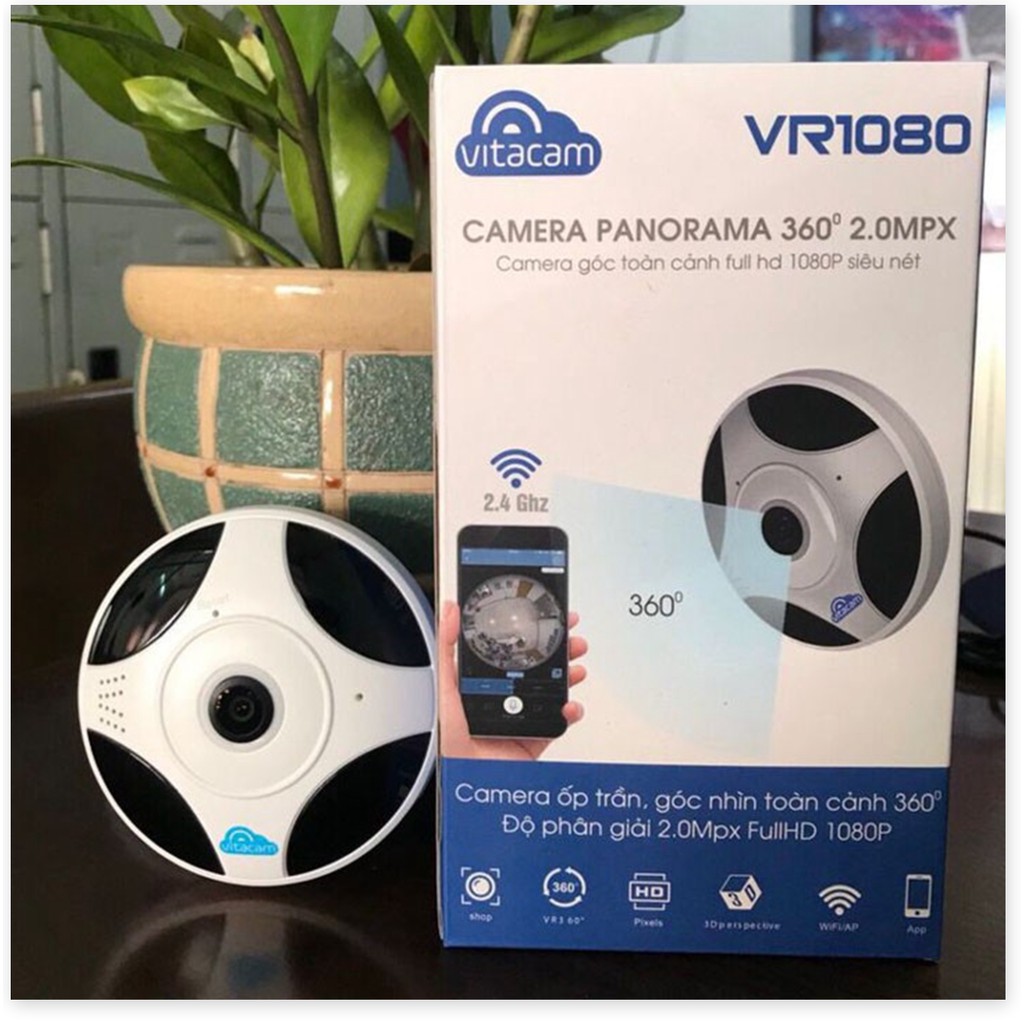 Camera IP Wifi 2.0MP ốp trần Panorama Vitacam VR1080 - Góc nhìn toàn cảnh 360 độ - VR1080