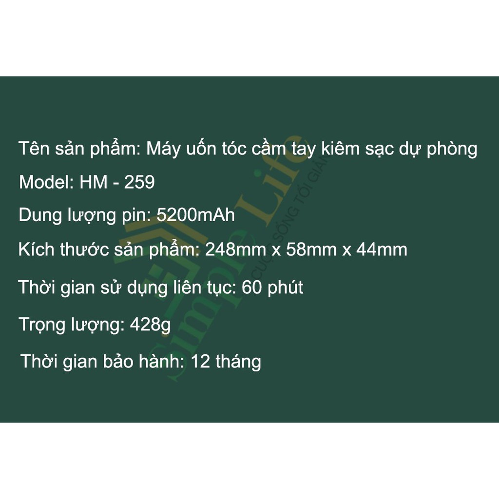 [FreeShip - BH 1 năm] Máy uốn tóc cầm tay bỏ túi thông minh, tiện dụng kiêm sạc dự phòng. Uốn nhanh với 6s