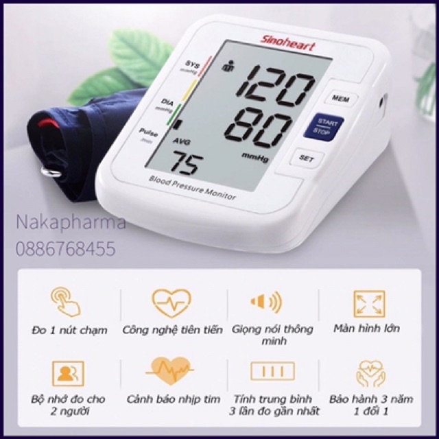 [Bảo hành 5 năm] Máy đo huyết áp Sinoheart Ba801 - Sinocare