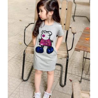 Váy cho bé lớn! Size cho bé từ 25kg đến 45kg. Chất vải thun cottong 4 chiều mềm mát. Váy phom suông mổ túi phong cách