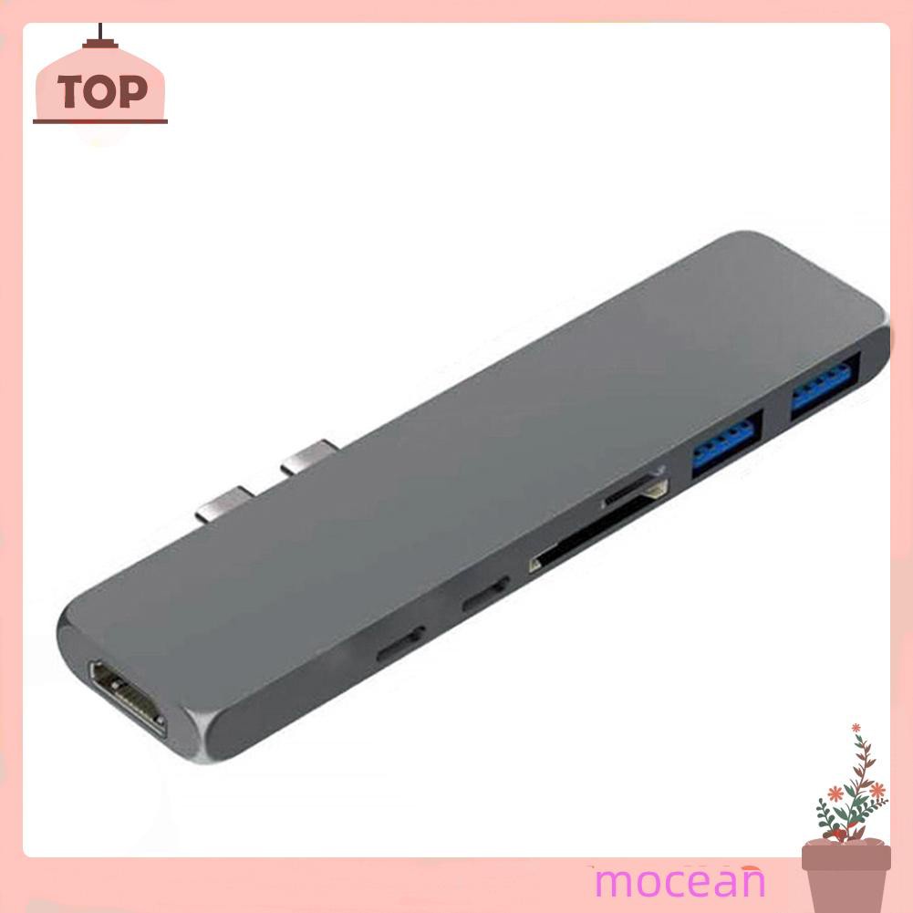 Mocean Multifunctional 7 in 1 Dock Dual USB Type C Hub Adapter for Apple Laptop