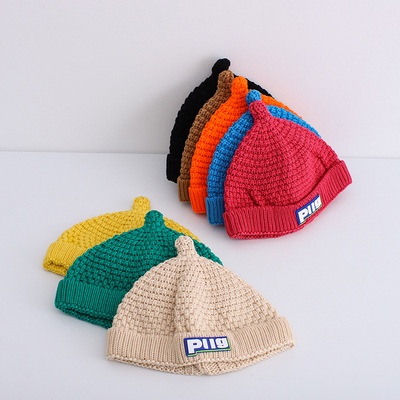 Mũ beanie dệt kim đan ấm áp họa tiết chữ cái đáng yêu dành cho em bé