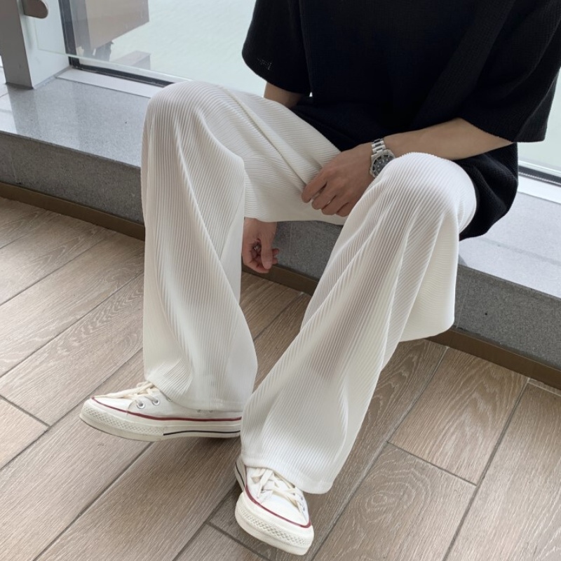 Quần Baggy Lụa Lạnh Mỏng Ống Rộng Màu Trơn Thời Trang Retro Cho Nam | BigBuy360 - bigbuy360.vn