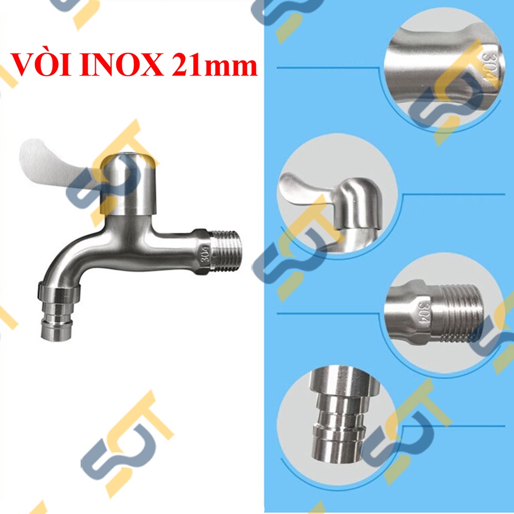 [VÒI INOX 21] Vòi xả nước inox ren ngoài 1/2 (21) GIÁ RẺ lắp đặt nhà tắm chậu rửa