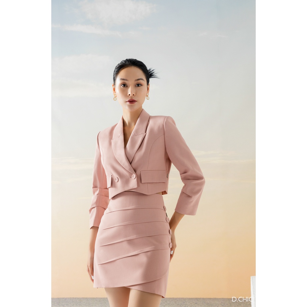 Áo croptop vạt nhọn xếp ly tay D.CHIC MS: 160543