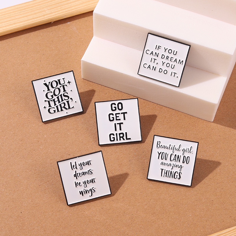 Ghim cài áo hình chữ Dreams Go Get It bằng kim loại tráng men