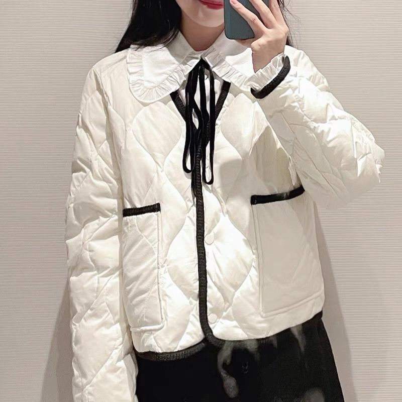 Áo Khoác Mỏng Dáng Ngắn Màu Đen Thời Trang Mùa Đông Cho Nữ