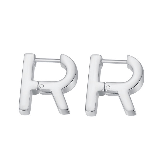 Bông Tai Nam Nữ Unisex Hình Chữ R Titan Ko Han Rỉ TT 3923 - 1 Cặp