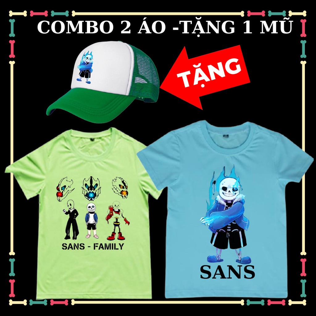 Áo thun ngắn tay in hình  Error 404 Sans, Error 505 Sans bé trai, bé gái, kèm Mũ lưỡi trai Undertale Sans đủ màu sắc