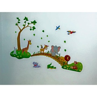 Decal dán tường thú qua cầu
