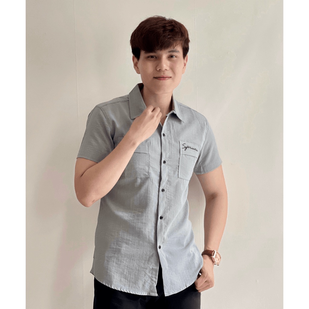 Áo sơ mi nam vải đũi ngắn tay xịn xò phong cách nam tính thời trang KME FASHION