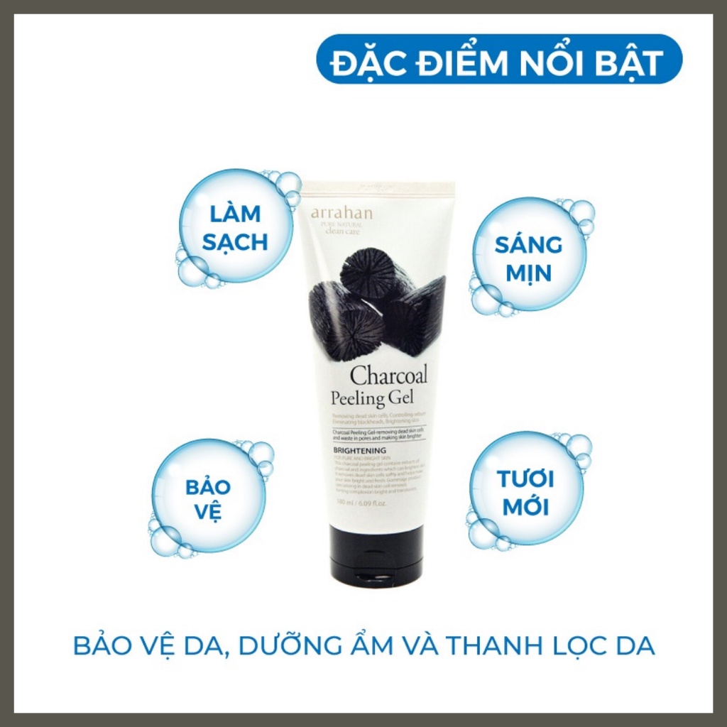 Tẩy Da Chết Arrahan Charcoal Peeling Gel 180ml Hàn Quốc