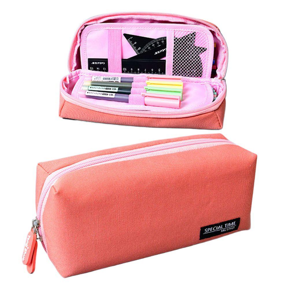 Túi Đựng Bút Bằng Vải Canvas Màu Trơn Sức Chứa Lớn