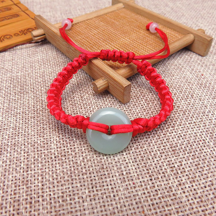 Vòng Tay Dây Đỏ May Mắn Tự Tết Xâu Ngọc Bích Nhân Tạo Thời Trang Cho Nữ