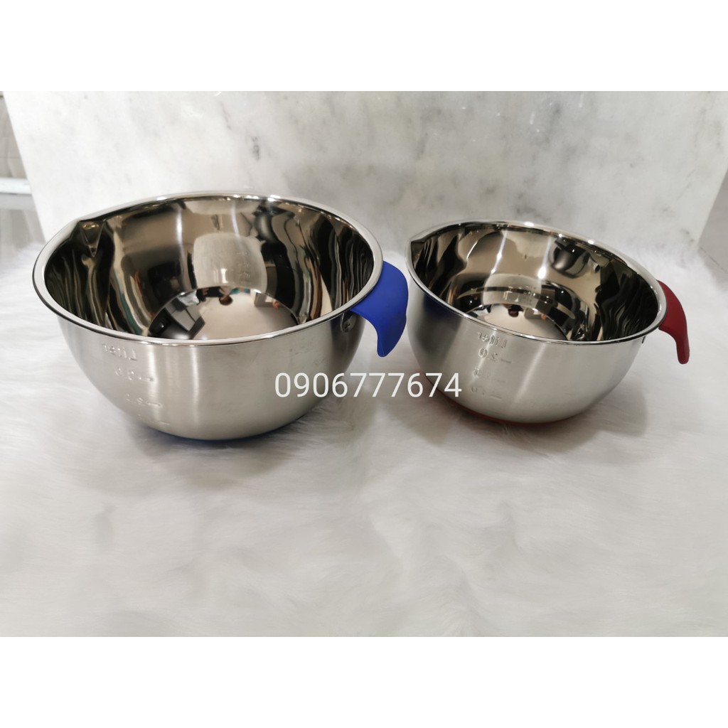 Thố trộn Inox 304 có đế có quai dùng đánh trứng/ trộn bột đủ size