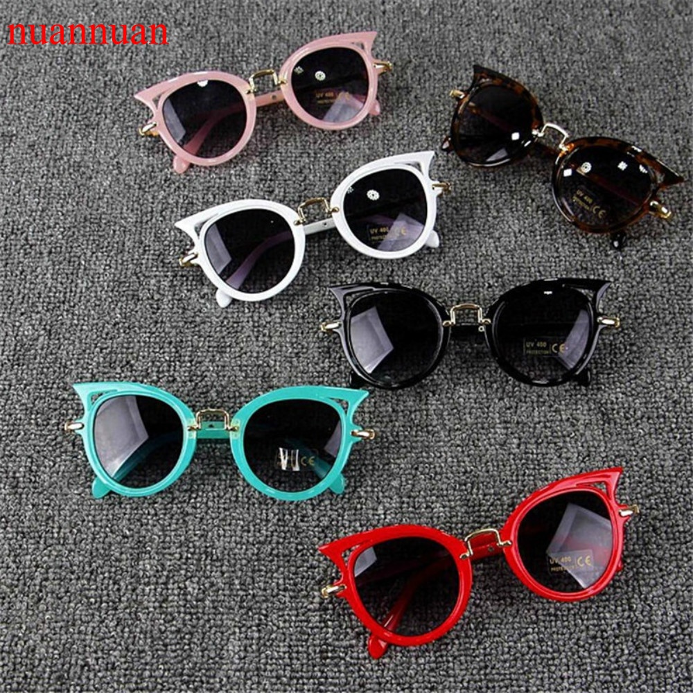 Kính Mát NUANNUAN Gọng Kim Loại Tròng Kính Hình Mèo Retro Cho Bé