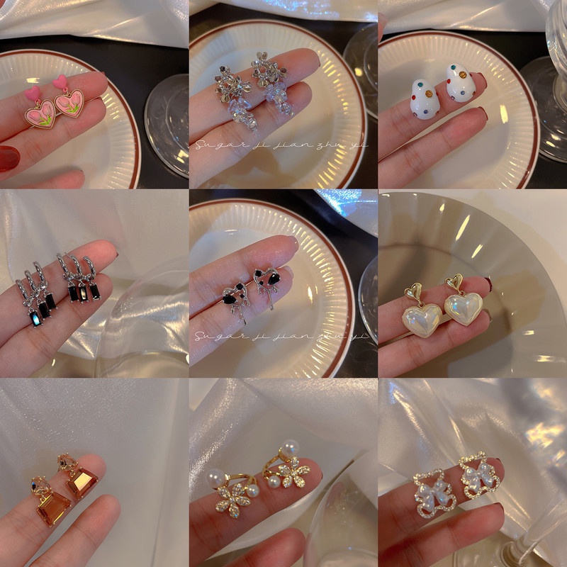 Khuyên tai Ahellogirl tùy chọn kiểu phong cách hip hop Hàn Quốc cho nữ