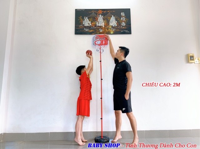 Trụ Chơi Bóng Rổ Thân Sắt CHIỀU CAO 2 MÉT (Full Phụ Kiện)