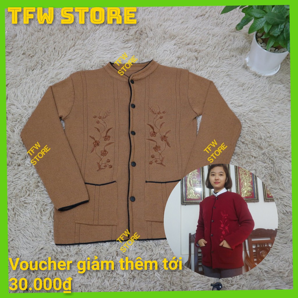 Áo len thêu hoa cho Mẹ, người lớn tuổi, người già, cho bà, - Made in VN