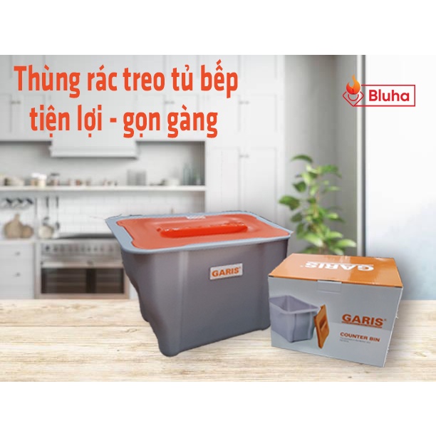 Thùng rác treo tủ bếp có nắp Bluha NHỰA  ABS cao cấp, tải trọng 3kg