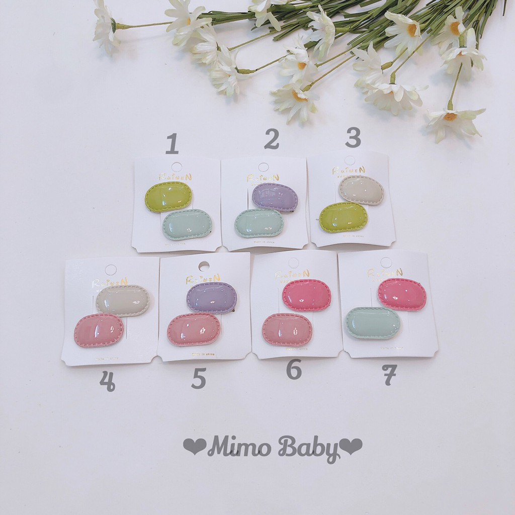 Set 2 kẹp tóc mini màu kẹo ngọt.