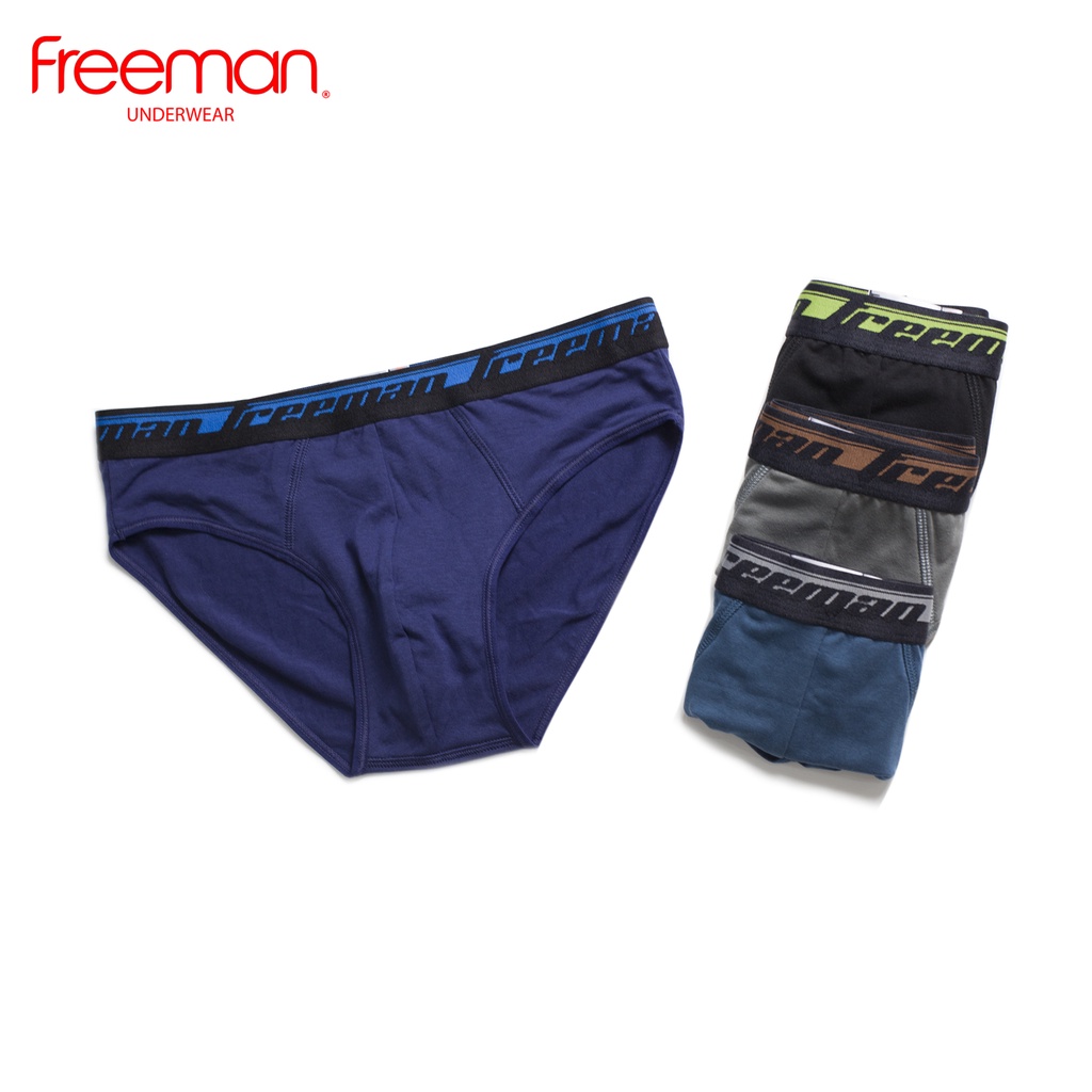 Quần lót nam chất liệu cotton TC, lưng thun bản có dệt chữ Freeman [Combo 3] 6060