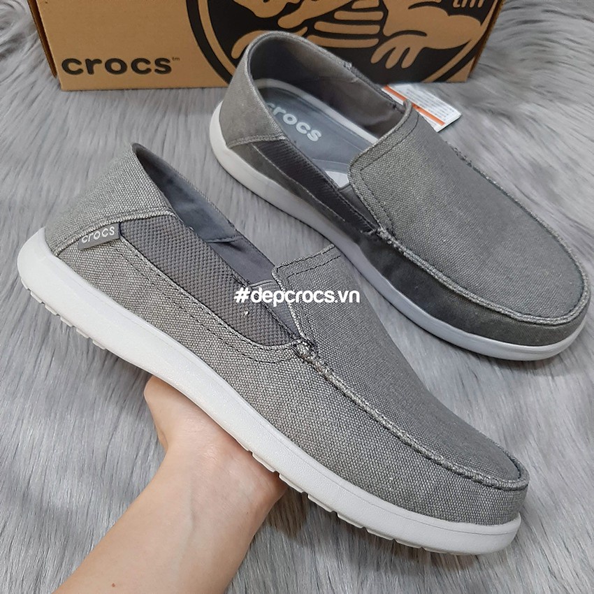 Giày crocs nam walu santa cruz 2 đi bộ êm chân, giày lười crocs bằng vải kaki đế cao miếng lót tháo rời - Crocs House