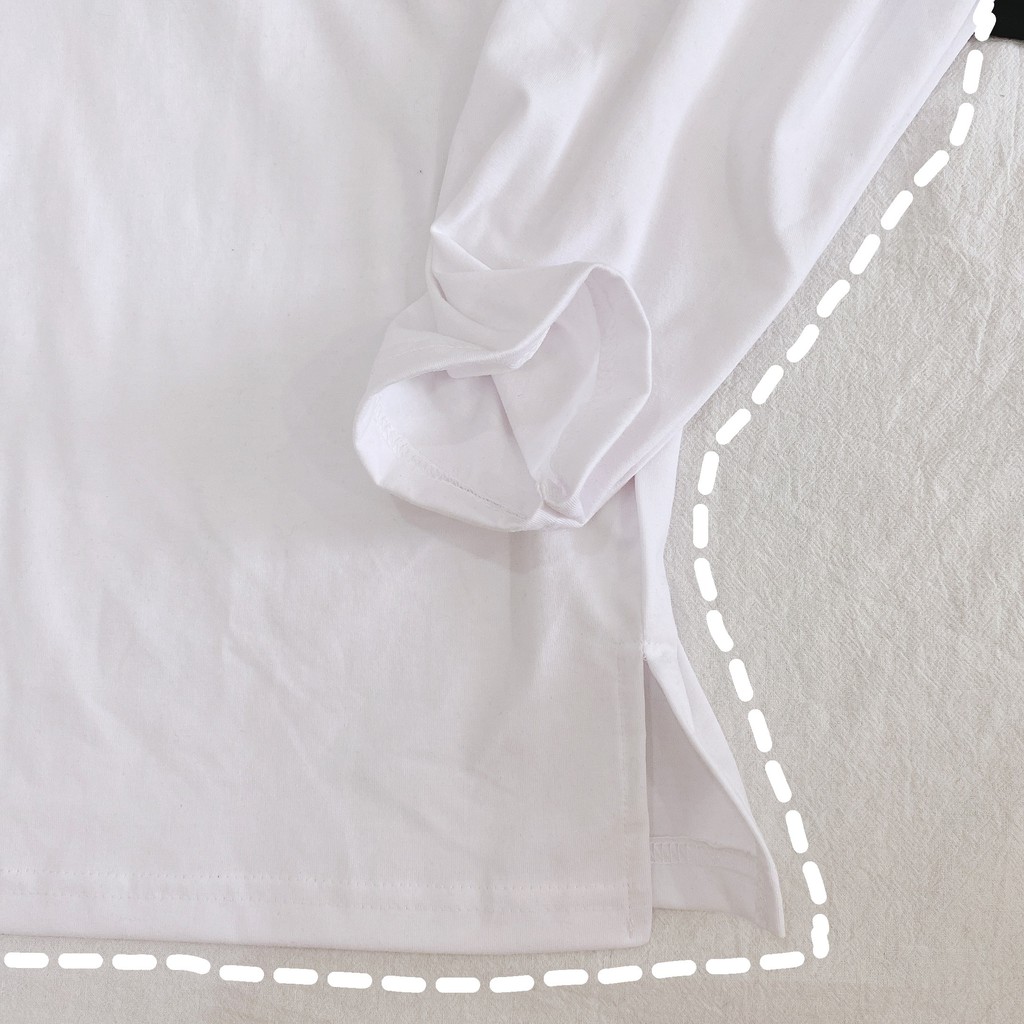 Áo Thun Tay Dài YAYSHOP phông unisex vải cotton xẻ tà 4 màu hình thật