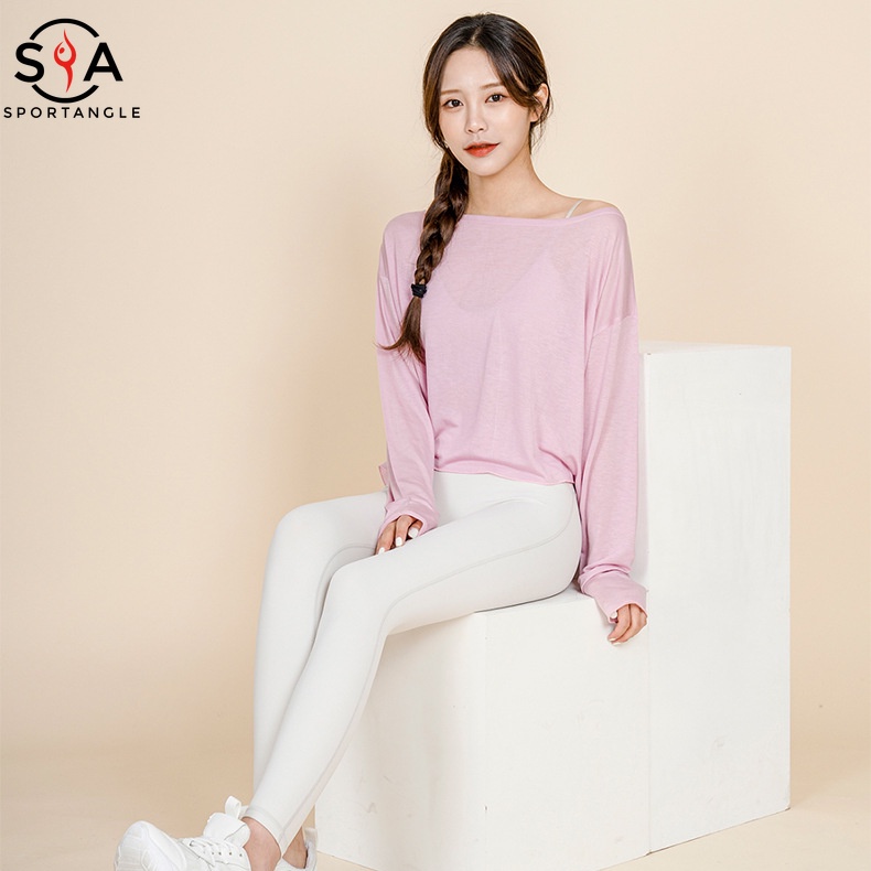 Áo thun thể thao tay dài dáng rộng size lớn cho nữ