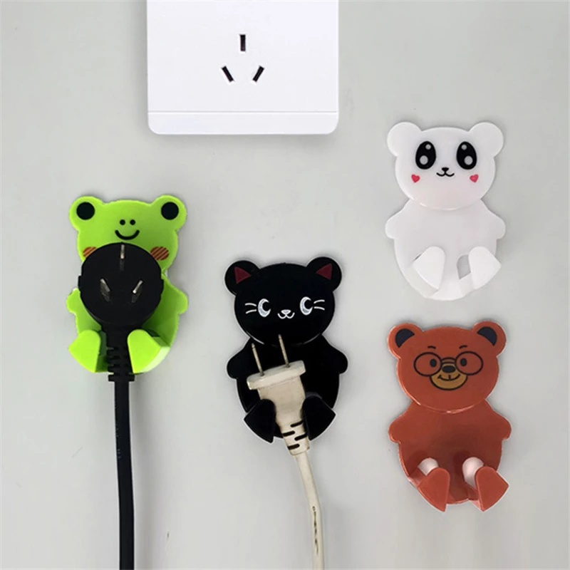Móc treo dây cáp sạc/tai nghe/ổ cắm tự dính hình dạng hoạt hình dễ thương tiện dụng