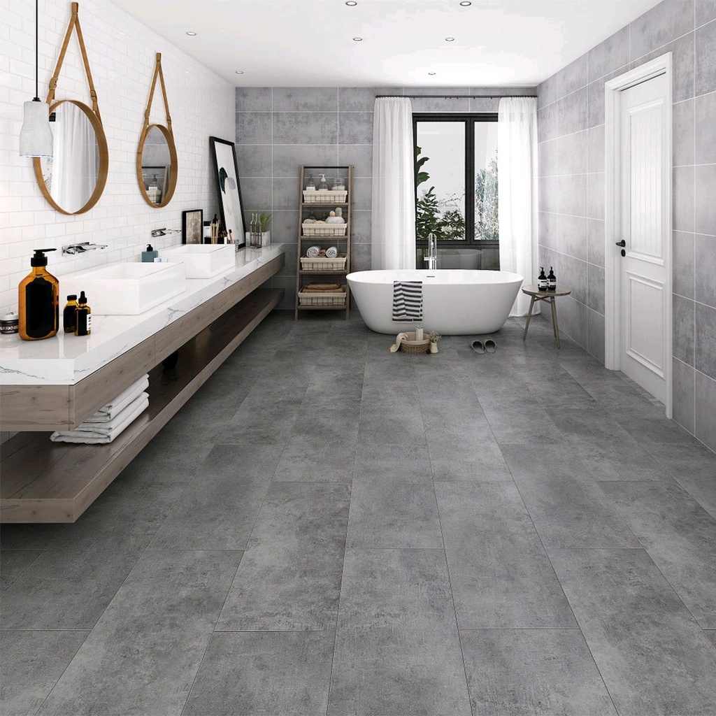 Sàn nhựa keo dán sẵn vân bê tông, kt vuông 45x45cm, dày 2mm, 1 thùng 5m2