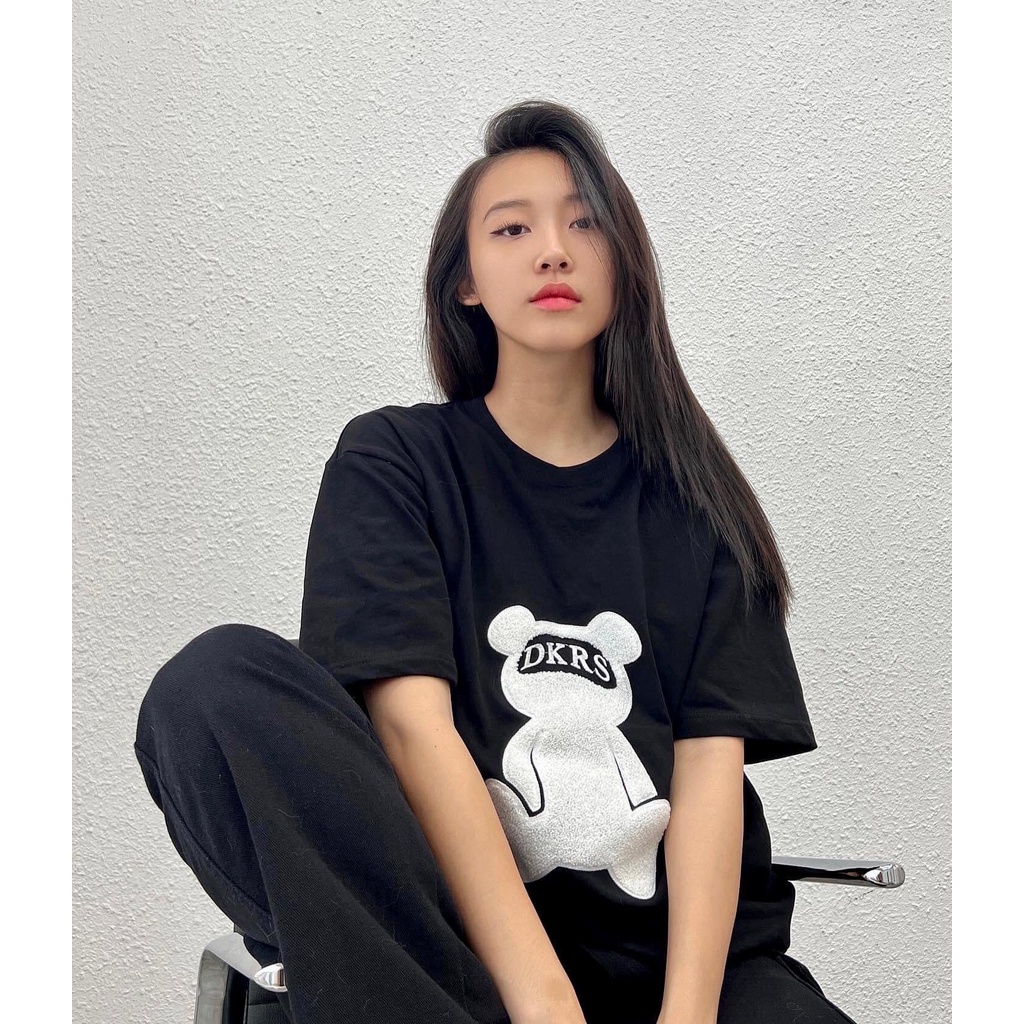 ÁO THUN NAM NỮ MÀU ĐEN_XANH HOT TREND ÁO THUN GẤU DKRS SIÊU DỄ THƯƠNG