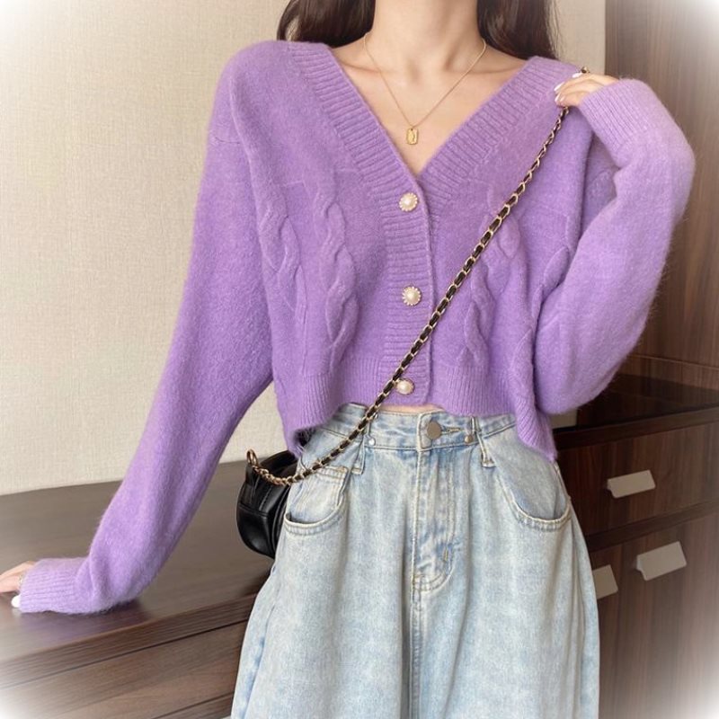 SUXI Áo Khoác Cardigan Cổ Chữ V Thiết Kế Mới Thời Trang Mùa Thu Dành Cho Nữ
