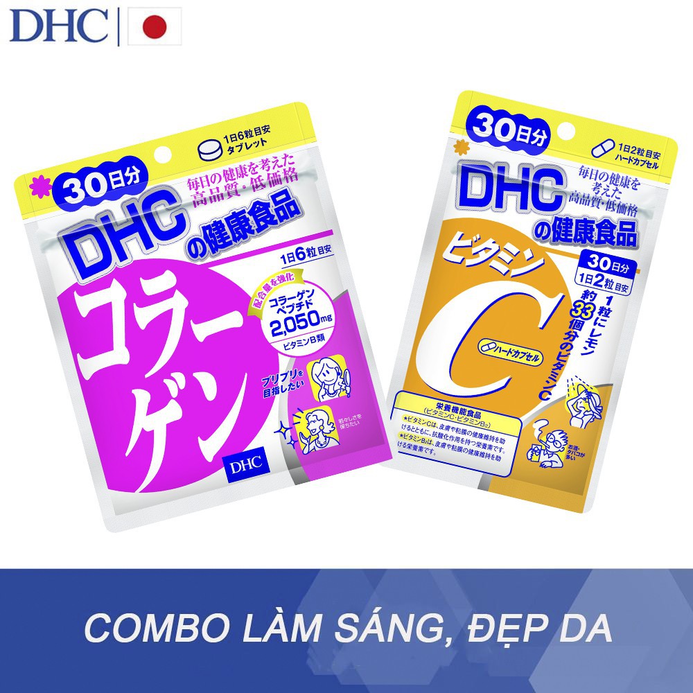 Combo Viên uống làm đẹp da DHC Collagen Nhật Bản và Viên uống DHC bổ sung Vitamin C (30 ngày)