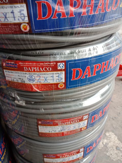 Dây điện đôi 2x1.5 Daphaco -100m dây pha tròn xám 2 vỏ bọc PVC