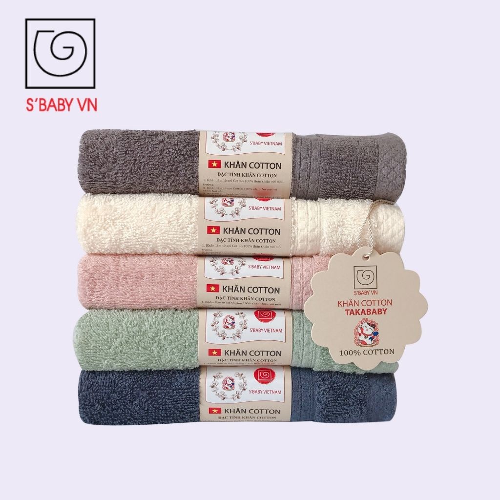 Khăn Mặt Cotton S'BABY 30x30cm Sản Xuất Từ Nguyên Liệu Tự Nhiên Mềm Mại, An Toàn Cho Da - 8936137960509