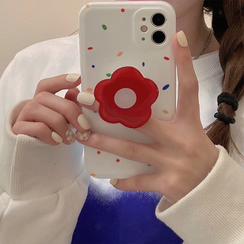 Giá Đỡ Điện Thoại Bằng Acrylic Hình Bông Hoa Đỏ Xinh Xắn