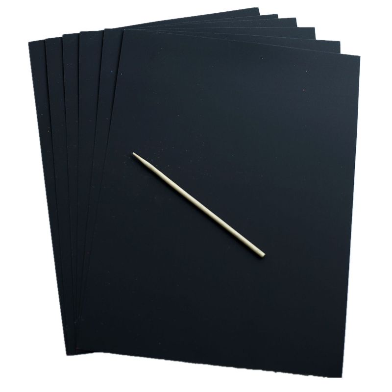 Bộ 50 Tờ Giấy Cào Màu Đen Nghệ Thuật Kèm 5 Bút Stylus F