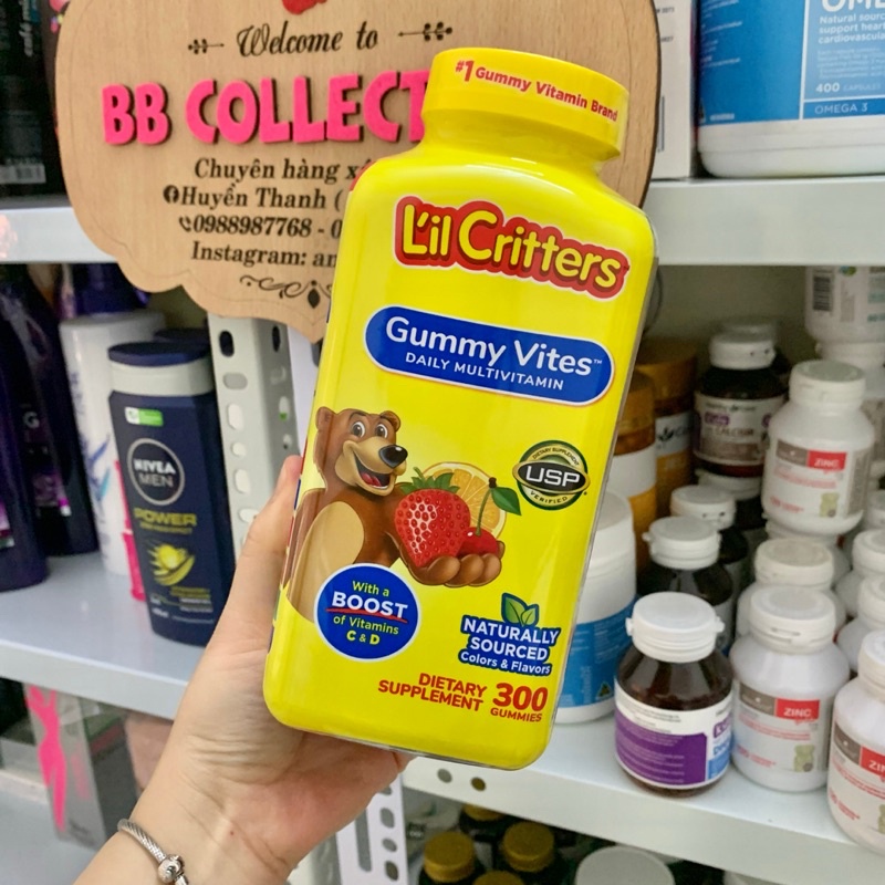 Kẹo dẻo Gấu Gummy bổ sung Vitamin L’il Critters Gummy Vites 300 viên - Bill Mỹ (chính hãng)