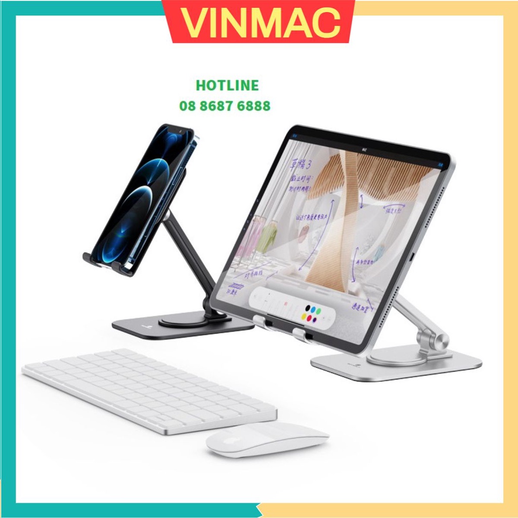 Giá đỡ điện thoại, máy tính bảng, tablet L05 cho iPhone, iPad, Surface, Samsung chân đế xoay tròn 360 độ.