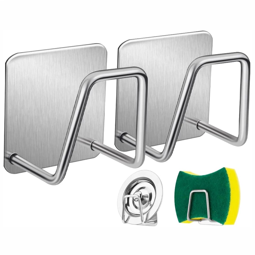Giá Đỡ Inox 304 Dán Tường Tự Dính Dùng Để Đựng Mút Rửa Chén Ráo Nước