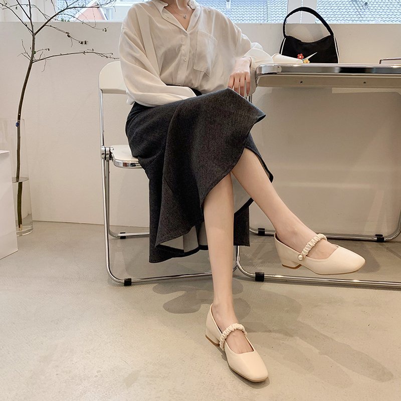 Giày IELGY cao gót mũi vuông phong cách Hàn Quốc xinh xắn dành cho nữ