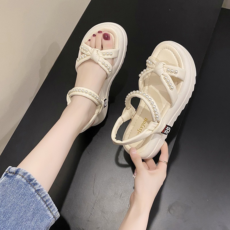 XẢ KHO (S129) Sandal nữ quai ngọc đế bánh mì 4 phân (Mã 611)