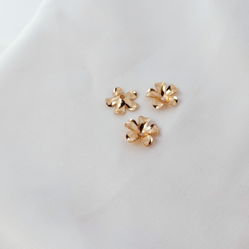 Set 10 Ghim Cài Áo/Kẹp Tóc Hình Bát Hoa Ba Chiều Bằng Đồng 14K Thủ Công DIY