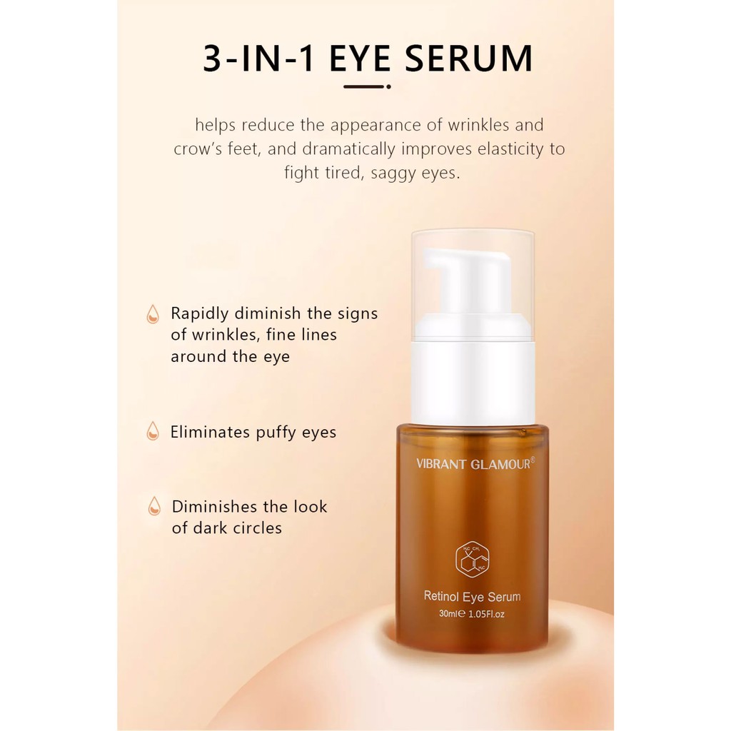 VIBRANT GLAMOUR Retinol Eye Serum Tinh Chất Dưỡng Mắt Làm Mờ Nếp Nhăn Quanh Mắt Giảm Quầng Thâm - Bọng Mắt 30ml